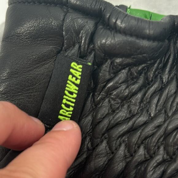 Team Arctic green and black leather padded gloves - Picture 5 of 7
